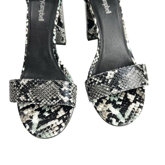 Jeffrey Campbell Lindsay Heeled Sandals Black Grey Snake Animal Print Size 7.5 - Picture 7 of 15